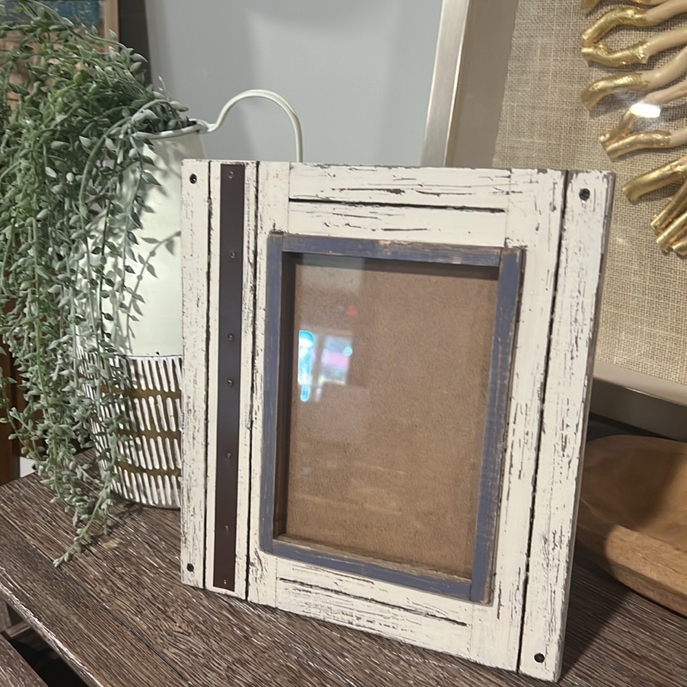 5X7 Rustic Wood Photo Frame White